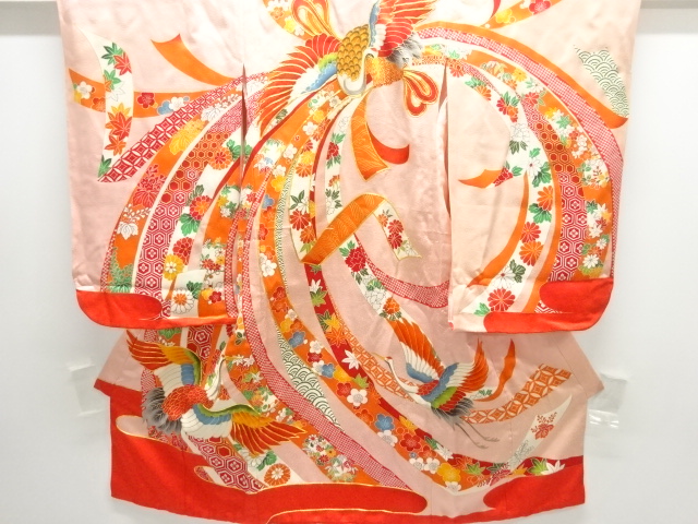 JAPANESE KIMONO / ANTIQUE KIMONO / SILK / EMBROIDERY / NOSHI & CRANE